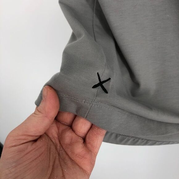 Cuts Henley Tee Mens Medium Light Gray Curve-Hem Short Sleeve - Picture 6 of 11